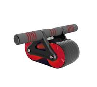 AMSLSIU Rueda Abdominal Entrenamiento de músculos de rebote automático Dispositivo rodillo ABS Ejercitador Equipo entrenamiento soporte plano, Rojo