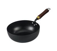 AMSLSIU Sartén wok de hierro con mango cómodo Sartén antiadherente versátil Diferentes métodos de cocción en estufa Para Sistema de inducción Cocina de, Negro, Diámetro 24 cm