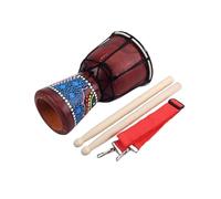AMSLSIU Tambor Djembe africano de 4 pulgadas, decoración tradicional, suministros de percusión portátiles populares para niños, estudiantes, patrón aleatorio