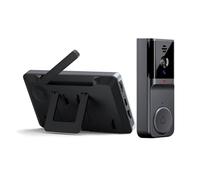 AMSLSIU Timbre con cámara y videoportero WiFi con intercomunicador bidireccional y Toma de Fotos. Batería Recargable integrada de 1800 Ah. Carga USB ABS.