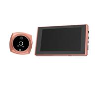 AMSLSIU Timbre de vídeo con Pantalla LCD de 4,5 Pulgadas, Visor Mirilla, intercomunicador Digital definición, timbres visuales Seguridad para Exteriores, Oro