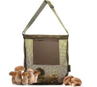 AMSNINK Bolsa de caza de setas, bolsa para coleccionar setas, correa de hombro ajustable, bolsa de malla, cesta de setas, bolsa de caza Bushcraft, para camping, senderismo, coleccionar, 35 cm x 40 cm