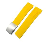 AMSOH Correa de reloj de caucho Natural apta para Tissot T048.417/T048.427 T-RACE T048 correa de reloj de silicona deportiva suave hebilla plegable(Yellow silver,20mm)