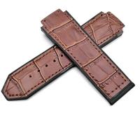 AMSOH Correa de reloj de cuero, para Hublot Series, correa deportiva de 25mm, repuesto de correa de reloj negra y azul, accesorios para reloj(Brown,26-19mm)