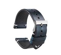 AMSOH Para Rox Classic correa de reloj italiana vintage de cera de aceite 20 mm 22 mm pulsera de liberación rápida correa de cuero genuino (color: azul, tamaño: 22 mm)