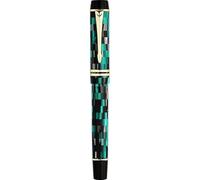 AMSOH Pluma estilográfica de resina de tablero de ajedrez con convertidor BOCK plumín de tinta de 0,5 mm, suministros escolares de oficina, papelería (verde)