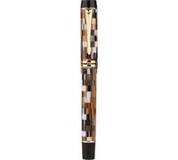 AMSOH Pluma estilográfica de resina de tablero de ajedrez con convertidor BOCK plumín de tinta de 0,5 mm, suministros escolares de oficina, papelería (blanco marrón)