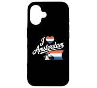 Amsterdam Amsterdam Países Bajos Bicicleta Molino I Love Amsterdam Carcasa para iPhone 16