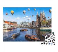 Amsterdam Balloon Canal Senior Puzzles 1000 Piezas Reciclado Dutch City Puzzles Puzzle Accesorios para Juegos Family Gaming Time Juego Educativo Desafío Gift 38x26cm/1000Ps