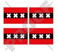 Amsterdam bandera Países Bajos, North Holland, Nederland Holandés 2 "(50 mm) bumper-helmet de vinilo pegatinas, calcomanías x4