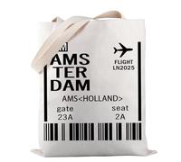Amsterdam - Bolsa de viaje con tarjeta de embarque de Ámsterdam, aeropuerto de Holanda, regalo de Amsterdam, regalo para viajeros del mundo, Ter Dam Ams-tb, cm