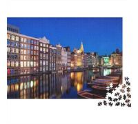 Amsterdam Casas del Canal 1000 Piezas Puzzles Reciclado Ciudad Holandesa Puzzle for Ancianos Puzzle Accesorios para Juegos for Familia and Amigos Birthdays Excelente Gift 70x50cm/1000pcs