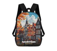 Amsterdam Netherlands Autumn Cityscape Illustration Mochilas Mochilas Infantiles Mochila Escolar Mochila Escolar Infantil Impresa En 3D Mochilas De Viaje De Moda Para Niños De Primaria Y Secundaria 17