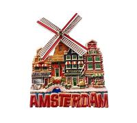 Amsterdam Netherlands - Imán para nevera con diseño de casa de molino de viento en 3D, decoración de nevera