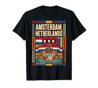 Ámsterdam Países Bajos Bandera Canal Casas Viajes Camiseta