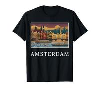 Amsterdam Países Bajos Europa Canal Bridge Retro Travel Camiseta