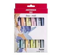 Amsterdam Set de pintura acrílica 12 x 20ml Colores pastel suaves - Alta fuerza de coloración, viscosidad constante, embalaje ecológico - Para artistas, aficionados, estudiantes