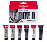 Amsterdam Set de pintura acrílica tonos de gris, 6 x 20 ml | pigmentos de, colores versátiles, resistentes a la luz, fórmula duradera