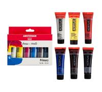 Amsterdam Standard Series Pintura Acrílica | Set de Mezcla Teoría del Color (6 x 20 ml) | Colores Primarios + Negro, Blanco y Ámbar