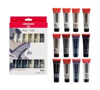 Amsterdam Standard Series Set de Pintura Acrílica Gris | Tonos Blanco, Gris y Negro (12 x 20 ml) | Set Monocromático