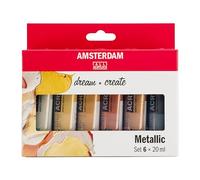 Amsterdam Standard Series Set de Pintura Acrílica | Set Metálico (6 x 20 ml) | 6 Colores Metálicos Brillantes | Efecto Especial