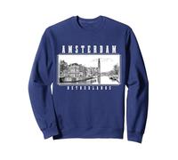 Amsterdam Vintage Ámsterdam Países Bajos Sudadera, Unisex para Adultos, Azul Marino, XXL