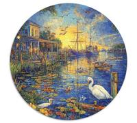 Amsterdamer Kanal 1000p Rompecabezas Redondo Adultos-Niños Landschaft Architecture City Scenic Spots Circular Puzzle Niños: Kinder Können Es Nicht Machen Hombres 1000pcs (67.5x67.5cm)