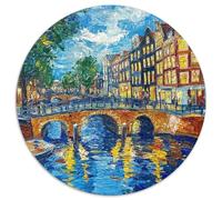 Amsterdamer Kanal 1000p Rompecabezas Redondo Adultos-Niños Landschaft Architecture City Scenic Spots Circular Puzzle Niños: Hombres Construir Maquetas 1000pcs (67.5x67.5cm)