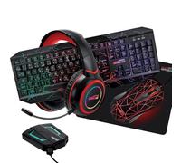 Amstrad Pack Pro Gamer HUNTERS-SWITCH007: Teclado, Ratón, Tapis, Auriculares & Conversor PC - PS3/4 - Xbox 360/ONE/S/X - Switch