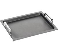 AMT Gastroguss "Klaus grillt" Gastronorm - Plancha GN 1/2 lisa, no apta para inducción, 26,5 cm x 32,5 cm, 2 cm de alto, con asas de acero inoxidable, acabado antiadherente Lotan®, AMZN-KG-22733-G