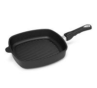 AMT Gastroguss Lotan® AMZN-E285G-Z20B - Sartén de esquina (28 x 28 cm, 5 cm de alto, con base de parrilla, mango extraíble, no apta para inducción, Lotan® antiadherente, aluminio fundido)