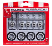 AMT Skill 2 Model Kit Ruedas de alambre y neumticos de banda blanca Juego de 5 piezas para modelos a escala 1/25