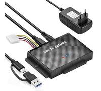 Amtake Adaptador USB 3.0 a IDE/SATA para discos duros de 2,5 y 3,5 pulgadas HDD/SSD, SATA USB adaptador compatible con Windows 10/8/7/XP/Vista, Mac OS, Linux, etc. (con fuente de alimentación de 12 V