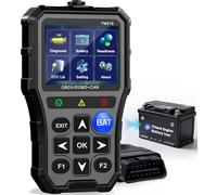 AMTIFO - Escáner OBD2 con probador de batería - Verifique la luz del motor y la preparación de emisiones, Plug & Play, salud de la batería, fecha en tiempo real, lector de códigos de coche, compatible