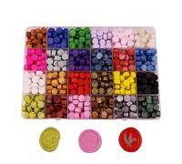 AMTOL 590 Perlas de Cera para Sellar, 24 Colores de Perlas de Cera para Sellos, Adecuado para Invitaciones de Fiestas, Sobres, Envoltorios de Regalos(24 Colores Mixtos)