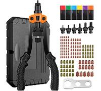 AMTOVL 12” Remachadora de Tuercas Pistola Remachadora Profesional con 6 Mandriles Métricos 125PCs Tuercas M3 M4 M5 M6 M8 M10 Remachadora Manual con Llave Multifuncional de Mango Antideslizante