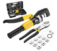 AMTOVL Crimpadora Hidráulica 8T con 9PCS Matrices Hexagonales 4-70m㎡ y Cortador de Alambre de 10 pulgadas para Prensar y Cortar