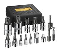 AMTOVL Juego de Llaves de Vaso XZN Triple Square Spline 15PCS Juego de Llaves de Vaso con Juego de Adaptador y Reductor Juego de Adaptadores de Llave de Vaso con Extensión Bits M4-M18