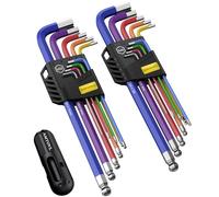 AMTOVL Juego de Llaves Hexagonales 18PCS Llaves Allen Métricas e Imperiales de Punta Esférica Extra Larga con Codificación de Color y Mango en T, 1.5mm-10mm, 1/16-3/8 para Reparación de Bicicletas