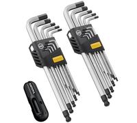 AMTOVL Juego de Llaves Hexagonales 18PCS Llaves Allen Métricas e Imperiales Extra Largas con Extremo de Bola, Mango en Forma de T, 1.5mm-10mm, 1/16-3/8 para Reparación de Bicicletas, Bricolaje (Gris)