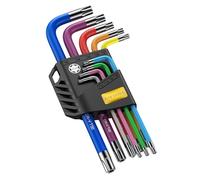 AMTOVL Juego de llaves Torx Allen, juego de 9 llaves Allen Torx Star, juego de llaves de estrella de brazo largo T10-T50, acero al cromo vanadio y acero S2