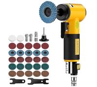 AMTOVL Kit de Amoladora Angular Neumática de 1/4",Amoladora Neumática de 90 Grados con Discos Abrasivos de Cambio y 2 Pinzas para Molienda Pulido