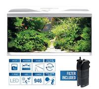 Amtra Acquario System Tank V2 - Acuario De Cristal Completo 85 Litros, Luz Led De 11 W Y Bomba De Filtrado Incluida, Agua Dulce O Salada, Blanco, 80X32X48 Cm