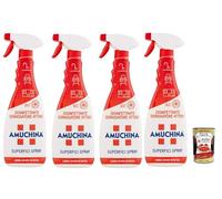 Amuchina Sgrassatore Attivo Superfici Spray desengrasante activo - Elimina hasta 100% grasa incrustada - Limpiador en spray 4 x 750 ml + Polpa Italian Gourmet 400 g