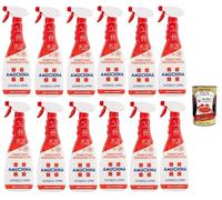 Amuchina Sgrassatore Attivo Superfici Spray desengrasante activo, elimina hasta 100% grasa incrustada, spray limpiador, 12 x 750 ml + Polpa italiana Gourmet 400 g