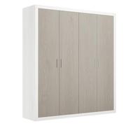 amuéblate online - Armario 4 Puertas Batientes con Altillo Indiana para Dormitorios de Matrimonio o Individuales, Color Andersen Pino - Gris, Medidas: 196 cm (Ancho) x 208 cm (Alto) x 50 cm (Fondo)