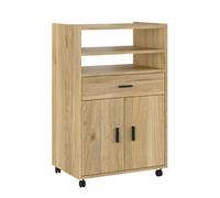 amuéblate online - Armario Auxiliar de Cocina con Ruedas Alaska, Mueble Multiusos con Cajón y Varios Compartimentos, Color Roble Miel, 60 cm (Ancho) x 85.5 cm (Alto) x 40 cm (Fondo)