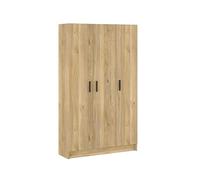 amuéblate Online - Armario Auxiliar Multiusos de Tres Puertas, 4 Baldas y Hueco para Escoba Alaska, Color Roble Miel, 108 cm (Ancho) x 180 cm (Alto) x 35 cm (Fondo)