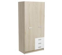 amuéblate online - Armario de Dos Puertas con Altillo y Tres cajones Modelo Helsinki para Dormitorios de Matrimonio e Infantiles, Puccini - Andersen, 94,8 cm (Ancho) x 207,6 cm (Alto) x 50 cm (Fondo)