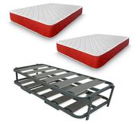 amuéblate online - Cama Completa con 2 Colchones Visco Red Reversible + Cama Nido Reforzada, 90 x 200